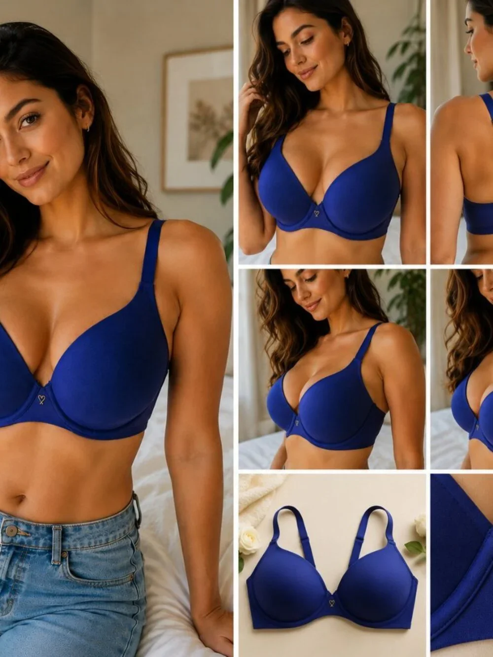 Victoria's Secret Blue Nylon Spandex Bra 34D with Heart Charm